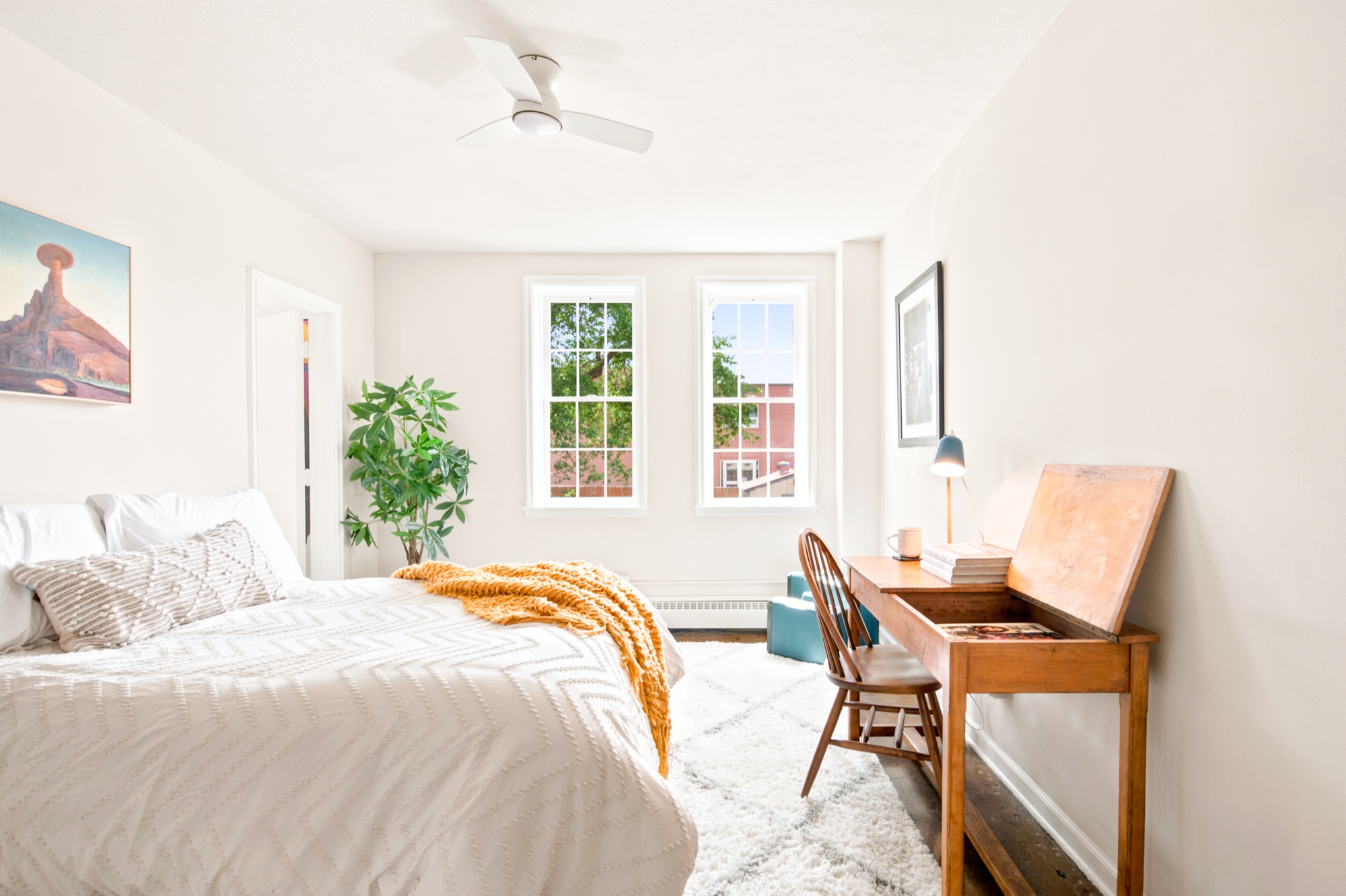 Unit 2A bedroom with attached bonus room — bedroom, office, or studio, The Nunnery, Denver